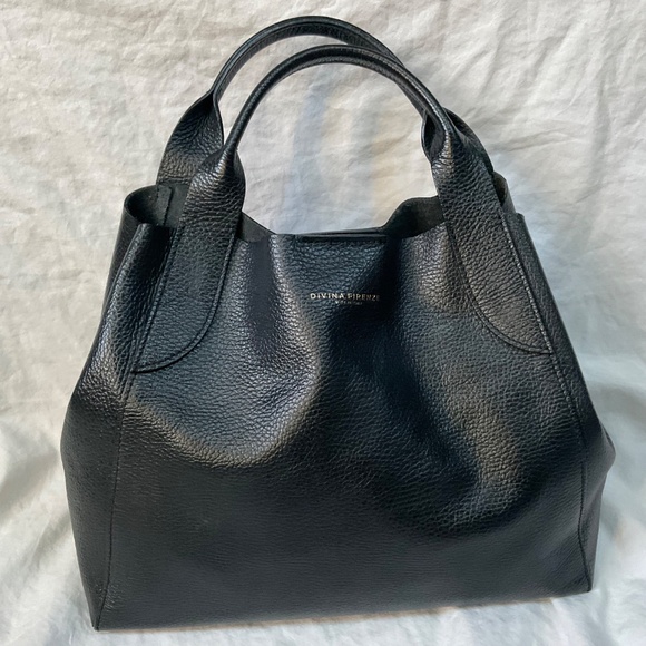 Divina Firenze Black Pebbled Leather Tote/Shoulder Bag - Picture 3 of 15